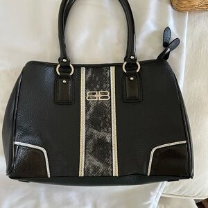 Balenciaga Black Satchel with Silver Trim